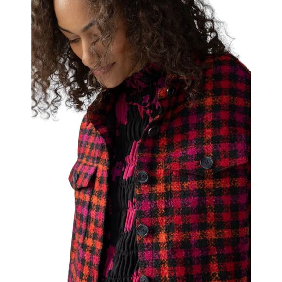 NWT! Sanctuary Woold Blend Red Plaid Shacket - Size XS - Picture 2 of 9